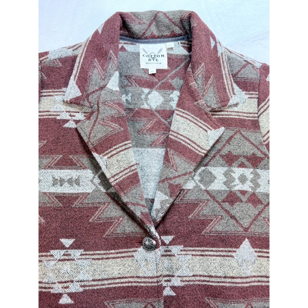 Cotton & Rye Outfitters Southwestern Aztec Jacket Blazer Wine Red Western Medium